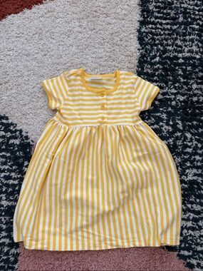 Hanna Andersson Yellow & White Striped Short Sleeve Dress